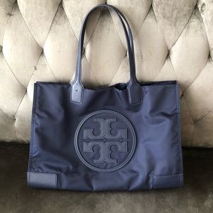 Tory Burch Navy Blue Tote Bag.